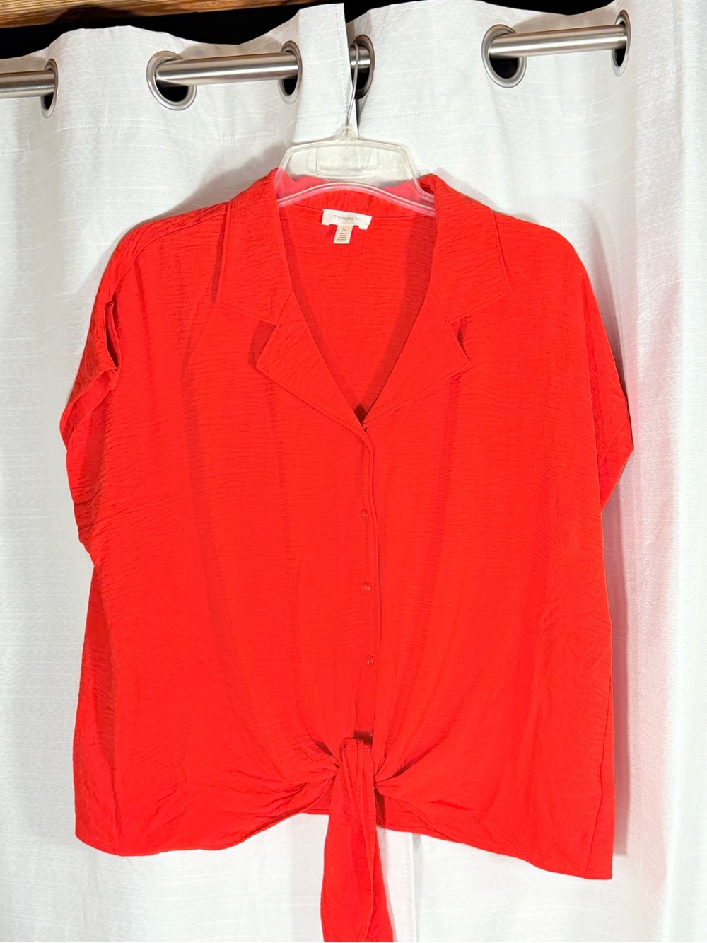 Tamara H Red Tie-Front 1XL Sleeveless Blouse